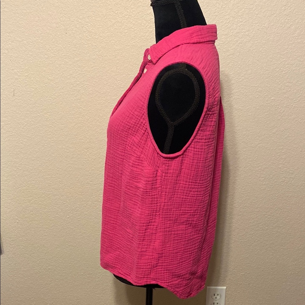 J. Crew Sleeveless Pink Button-Down Shirt - Picture 3 of 8